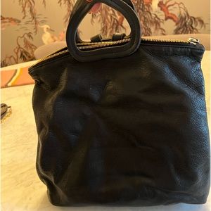 Clare V black leather backpack